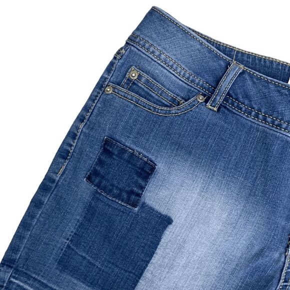 C est. 1946 Women's size Stretch denim Cutoff patched distressed 4" Jean shorts - Picture 6 of 15